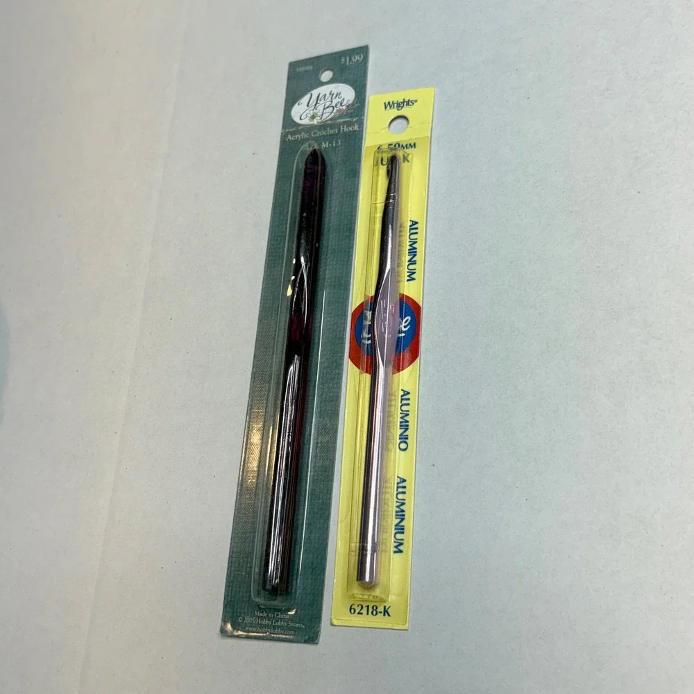 Yarn Bee M-13 Acrylic & Wrights K 6.5mm Aluminum Crochet Hook Set New